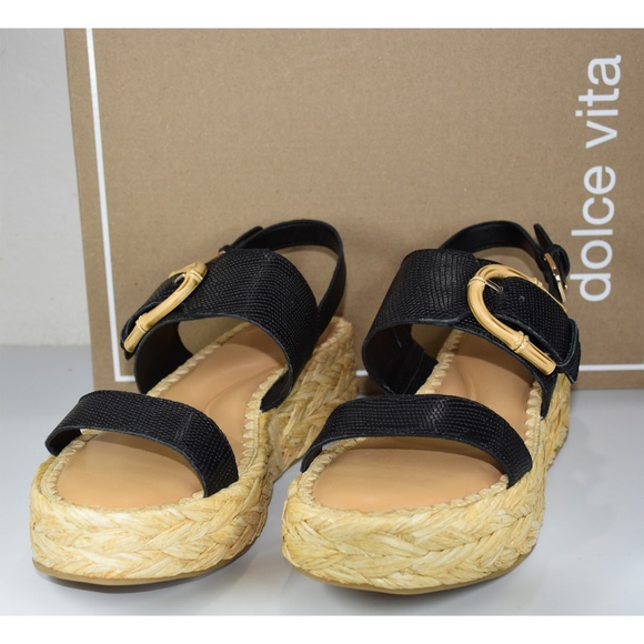 DOLCE VITA NIB CHERA ONYX EMBOSSED LEATHER PLATFORM SLINGBACK SANDAL. SIZE 7.5M - Picture 4 of 13